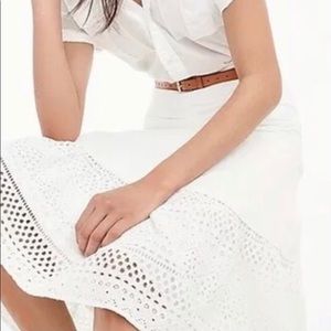 J Crew Point Sur White Eyelet Skirt NWT